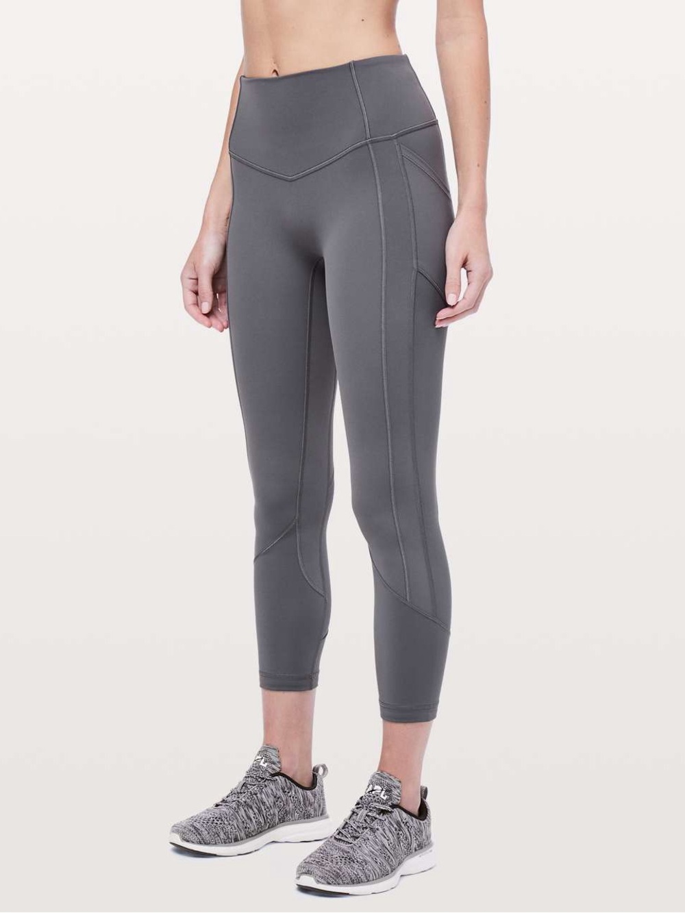 Lululemon All The Right Places Crop II Leggings Size 4 Gray 23” Side Pockets